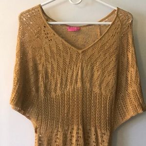 BCBGirls gold woven macrame top/blouse/coverup